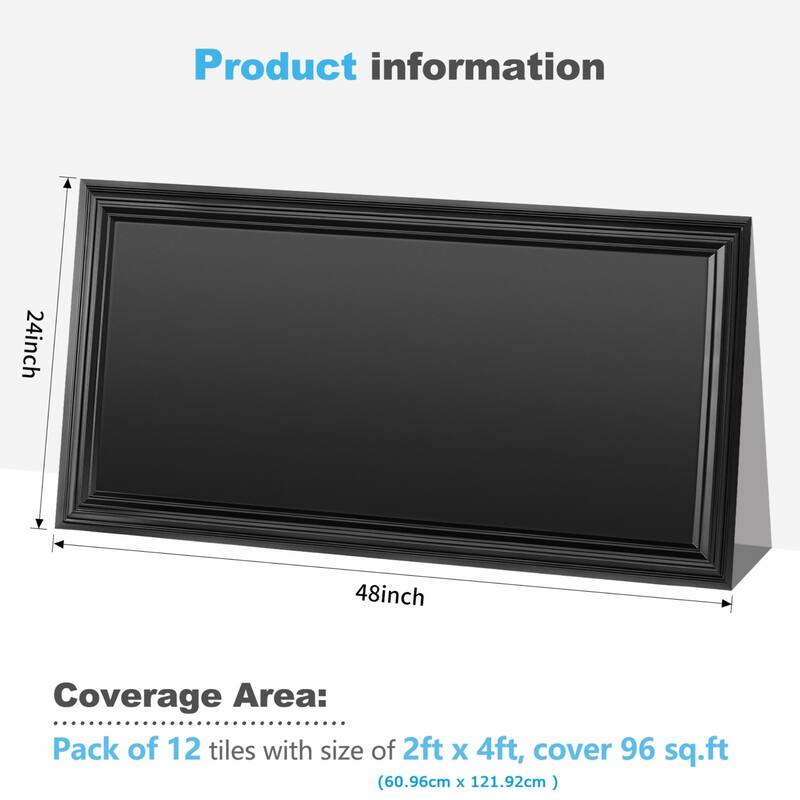 Art3d 24"x48" 3D PVC Wall & Ceiling Panels, Set of 12, Covers 96 Sq.Ft