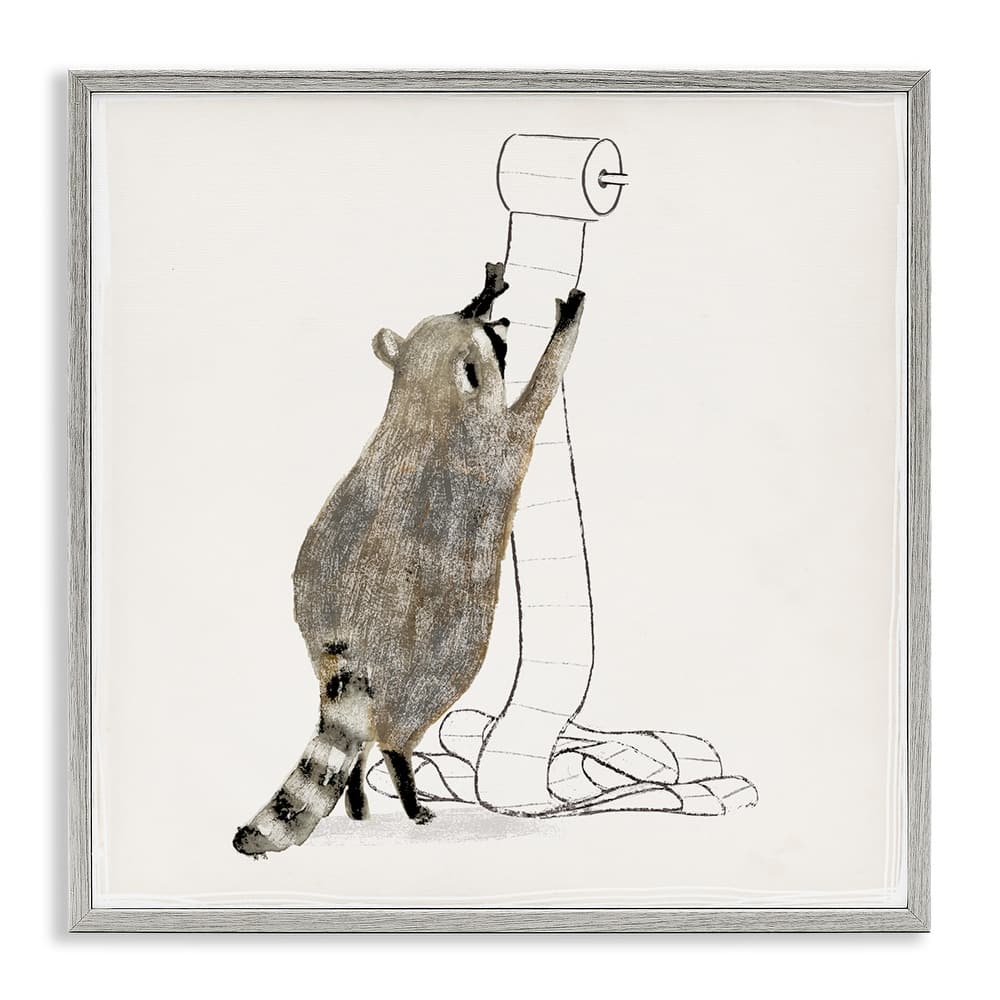 Stupell Toilet Paper Hoarder Woodland Animal Framed Wall Art, 12 x 12