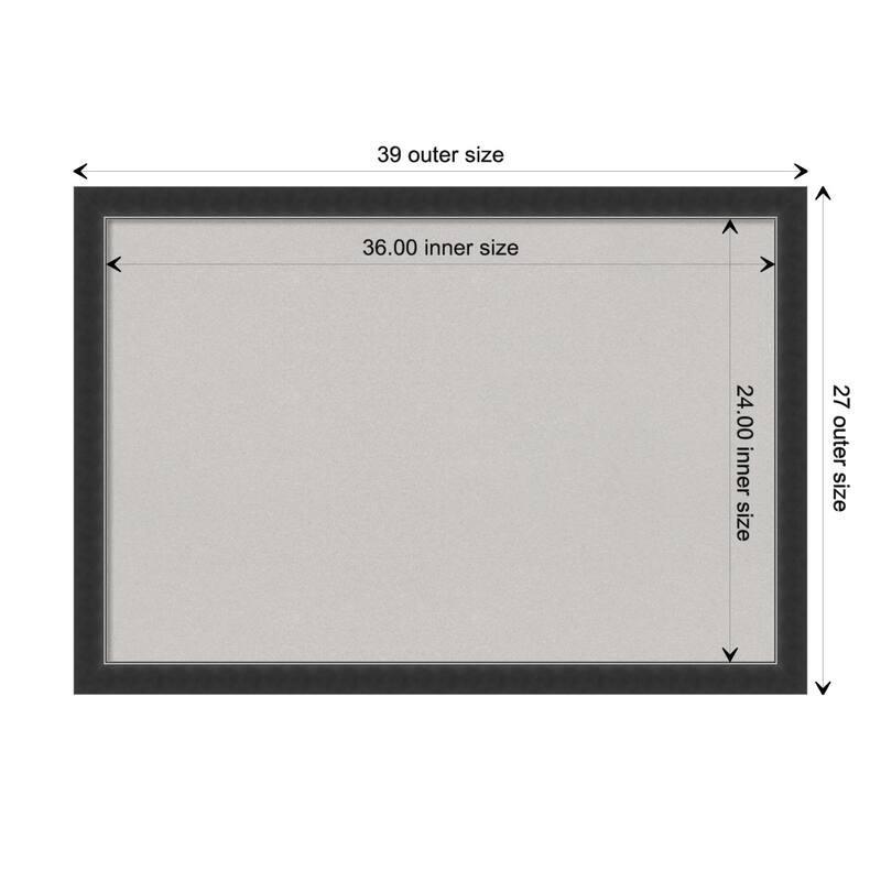 Corvino Black Narrow Wood Framed Grey Corkboard Bulletin Board - Board Size 36x24