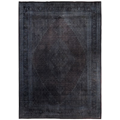 Overdyed One-of-a-Kind Hand-Knotted Area Rug - Black - 10' 2" x 14' 6"