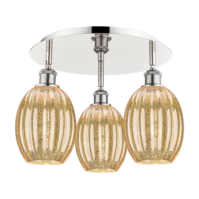 Innovations Lighting Endless Possibilities Ballston - Preston - 3 Light 18" Bulb Shade Flush Mount - Mercury/Polished Nickel