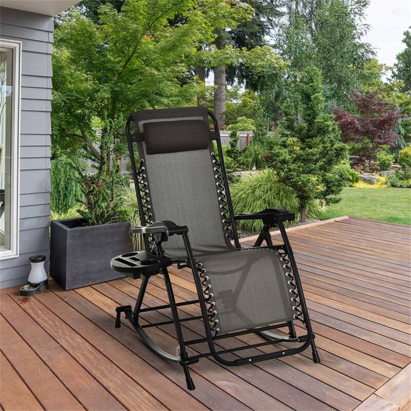 Mesh Zero Gravity Recliner Chair with Folding Legs and Cup Holders - 47.25" D x 26.5" W x 40.25" H