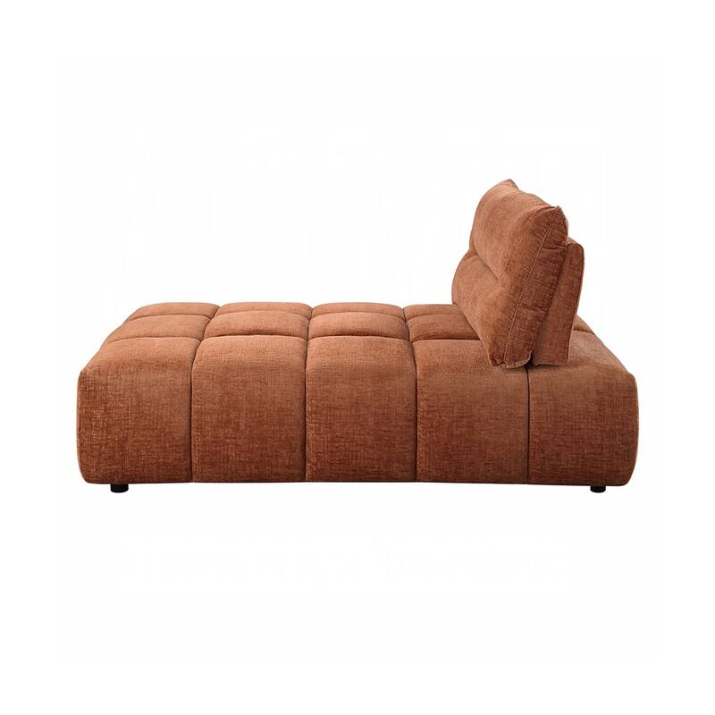 Linen Upholstered Modular Chaise in Coral Red