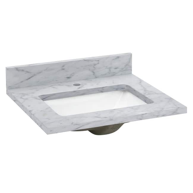 Sagehill Designs RW2522 RW Carrara White 25" Marble Vanity Top with - Carrara White - Painted