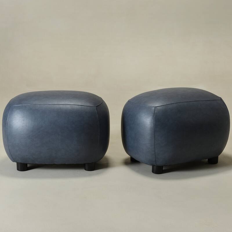 KINWELL 23" Wide Faux Leather Upholstered Ottoman Footrest, PU Entryway Footstool