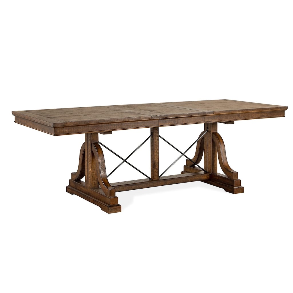 Magnussen Home Bay Creek Toasted Nutmeg Extendable Trestle Dining Table - 38''W x 72''D x 30''H