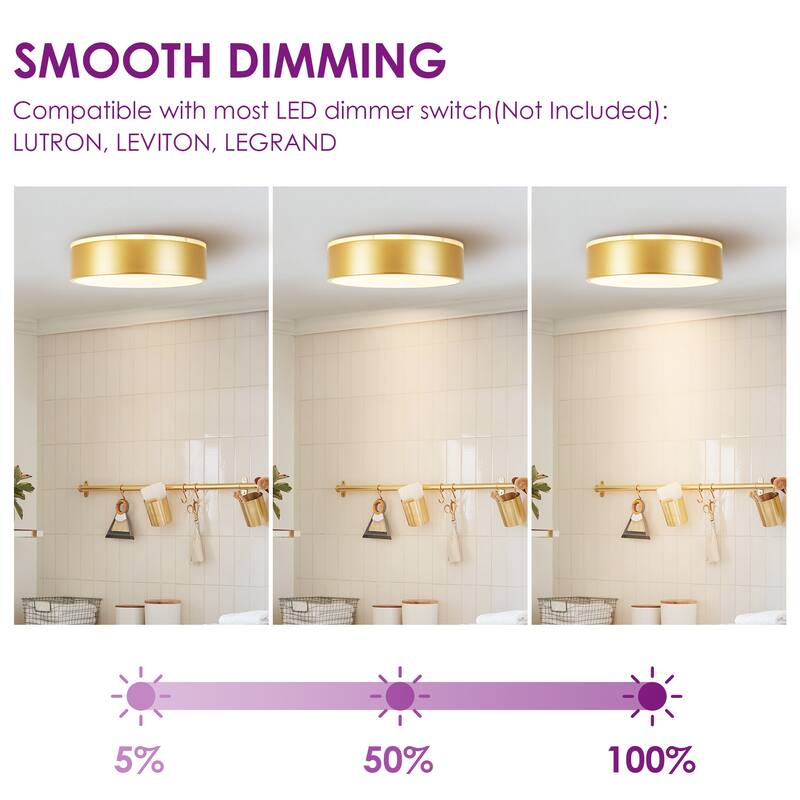 11.81 in. Modern Drum Metal Integrated LED Flush Mount Ceiling Light