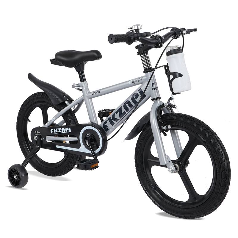 18 Inch High Carbon Steel Frame, Night Glow Kids Bike/Toddler Bicycle w/Magnesium Alloy Wheels, Training Wheels for Girls & Boys - Grey
