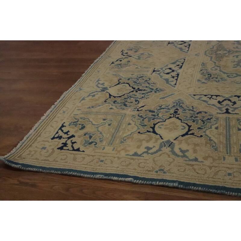 Hand Knotted Oriental 100% Wool Carpet Traditional Medallion Navy Blue & Blues Kerman Area Rug - 12' 3'' X 9' 7''