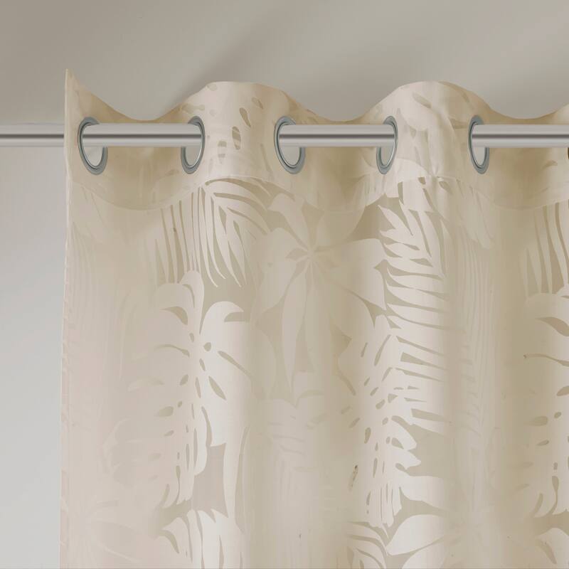 Madison Park Kauna Palm Leaf Burnout Window Curtain Sheer