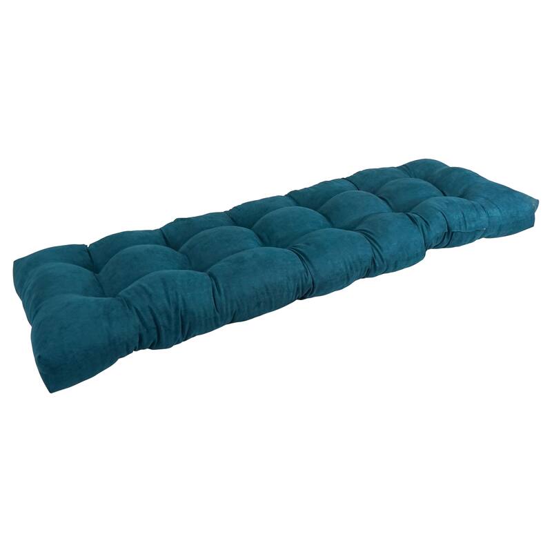 Solid Microsuede Tufted Indoor Bench Cushion (Multiple widths from 42 to 60 inch) - 55" wide - Teal