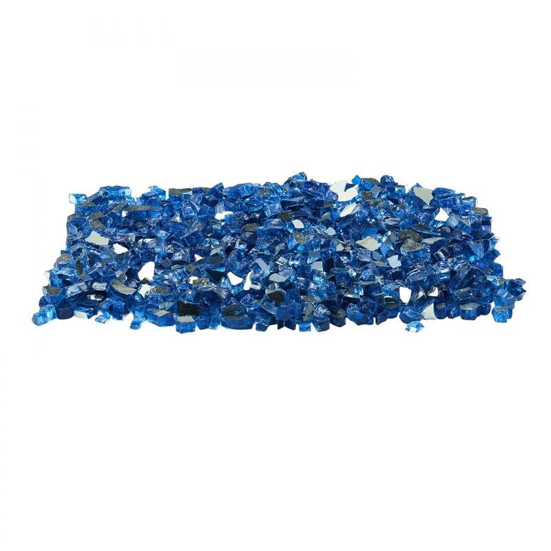 Pacific Blue Tempered Crushed Glass Fire Pit Rocks 10 lbs Heatproof - 1/2 inch