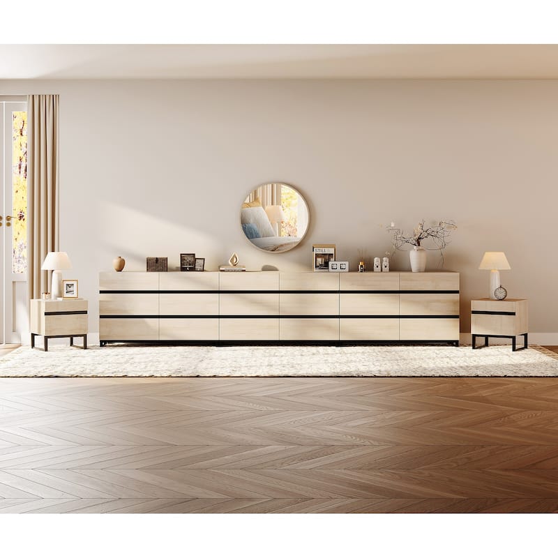 3-Piece Bedroom Furniture Set,Dresser & Chest With 18 Drawers for Bedroom, Bedroom Furniture Set