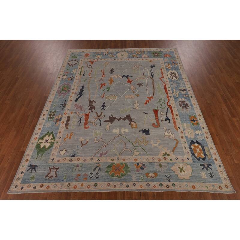 Grey Oushak Turkish Area Rug Handmade Vegetable Dye Wool Carpet - 7'11"x 9'9"