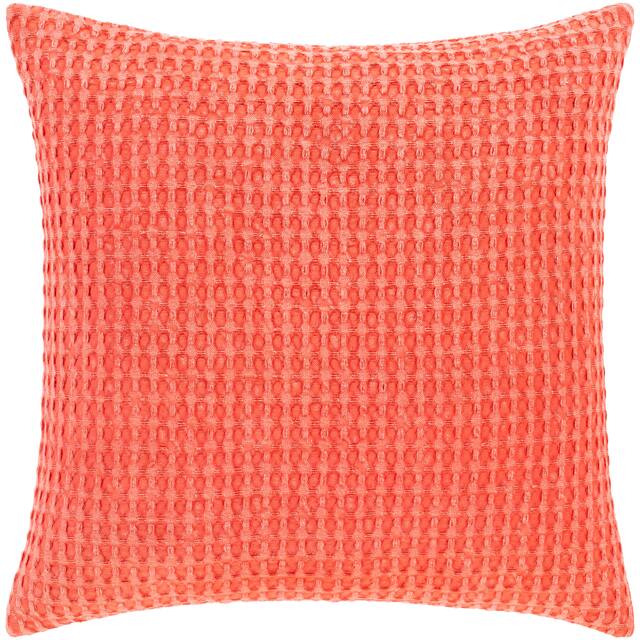 Whitley Faded Waffle Weave Cotton Throw Pillow - 22"x22" Cover Only - Coral