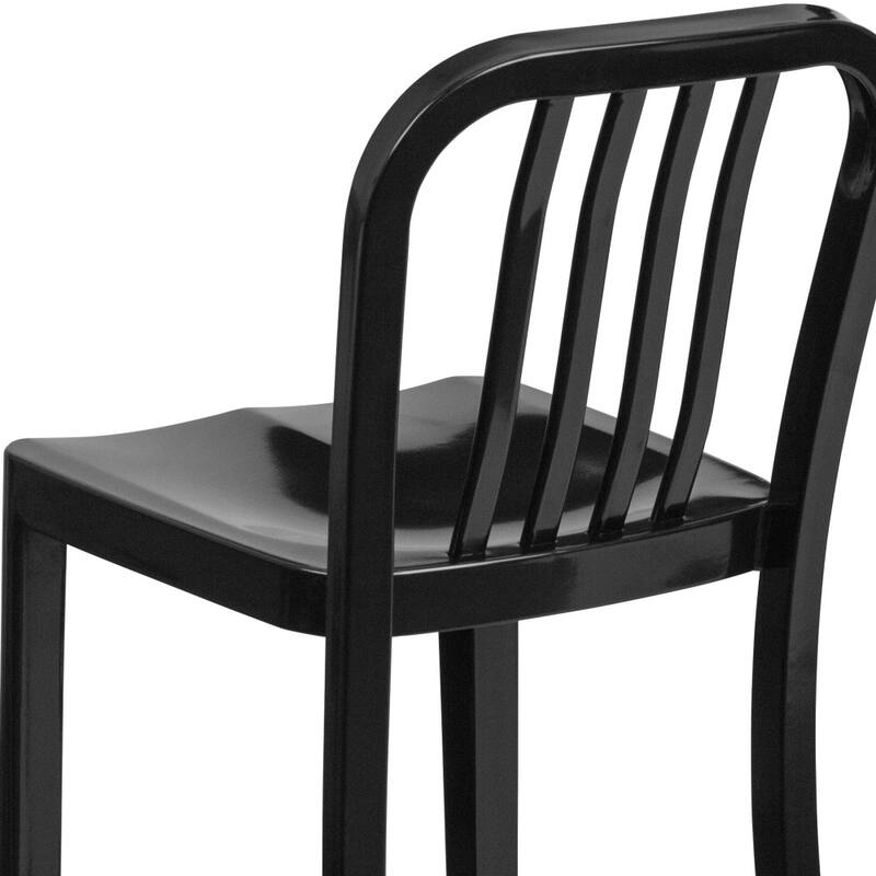 24'' High Metal Indoor-Outdoor Counter Height Stool with Vertical Slat Back