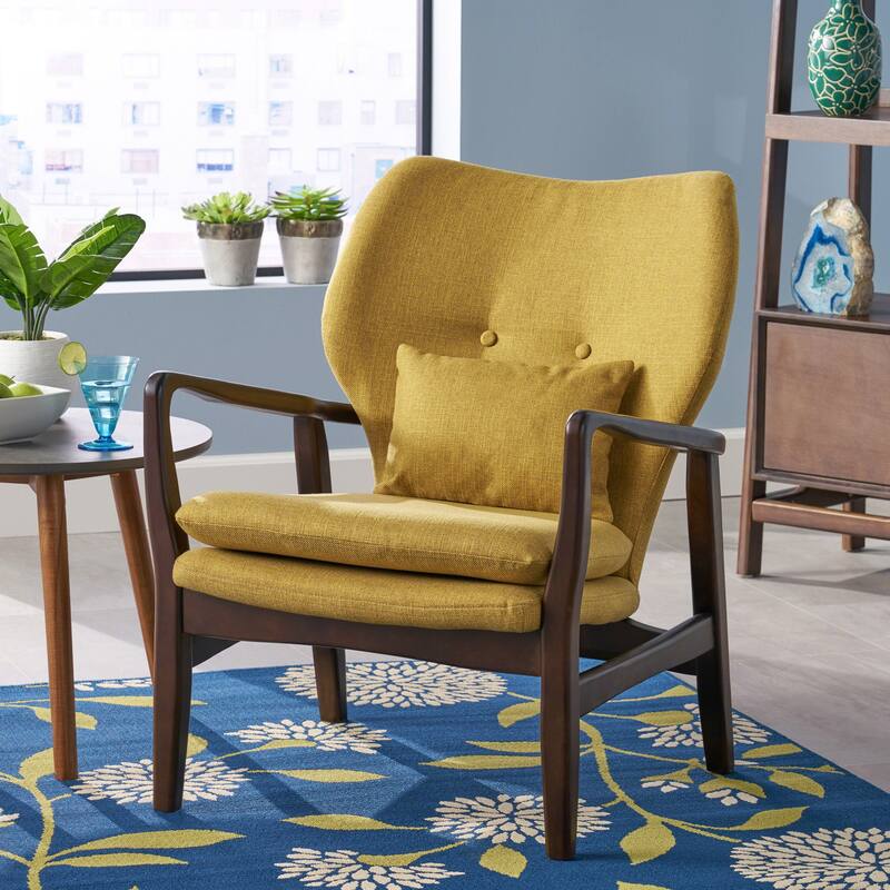 26.25" Button Tufted Club Chair - Mustard