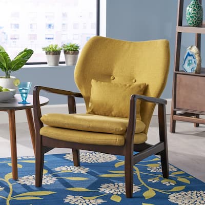 Modern 26.25" Upholstered Button Tufted Club Chair with Wood Legs for Living Room