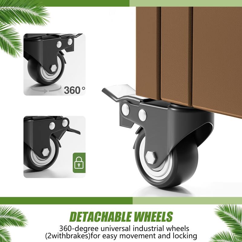 Metal Galvanized Planter Box with Trellis Privacy Screen Lockable Wheels