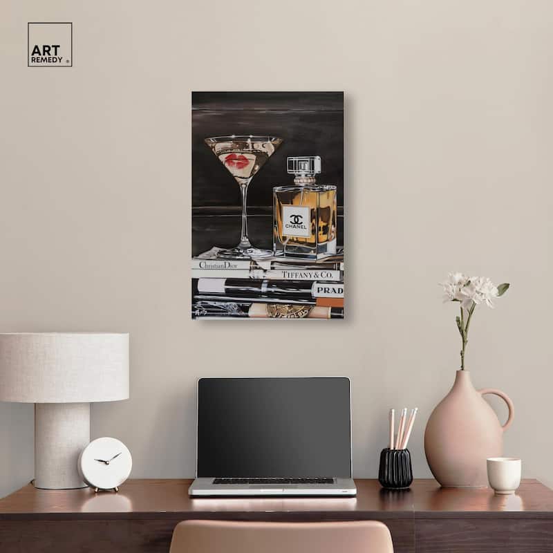 Martini Books Canvas by Art Remedy, Gallery Wrapped