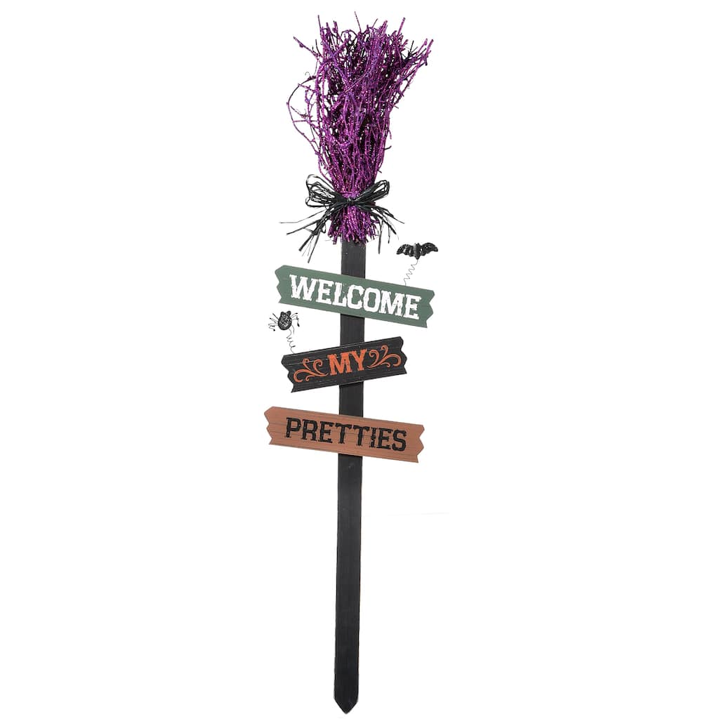 National Tree Company Halloween Witch's Broom Garden Stake, 33 inches