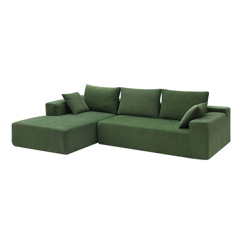 L-shape Chenille Fabric Sofa Multiple Cushions Sectional Couch
