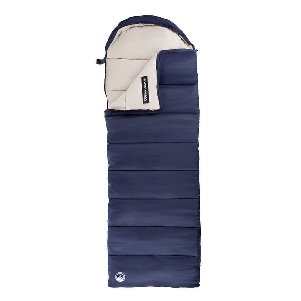 Sleeping Bag 35F Rated 3 Season Envelope Style with Hood for