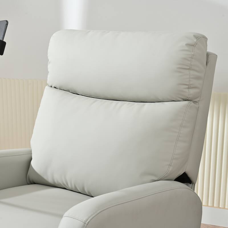 Anmytek Modern Small 360 Degree Swivel Rocking Glider Recliner with Phone Holder for Nursery Bedroom Living Room