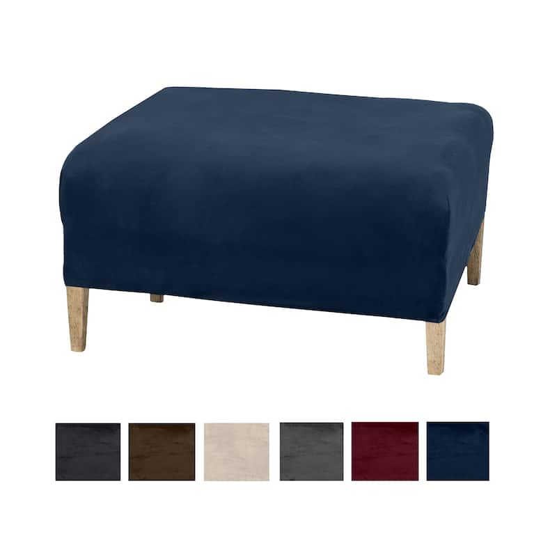 Premium Stretch Velvet-Plush Ottoman Slipcover