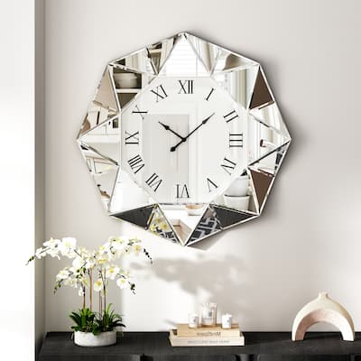 Modern Octagon Wall Clock Mirrored Large Clock