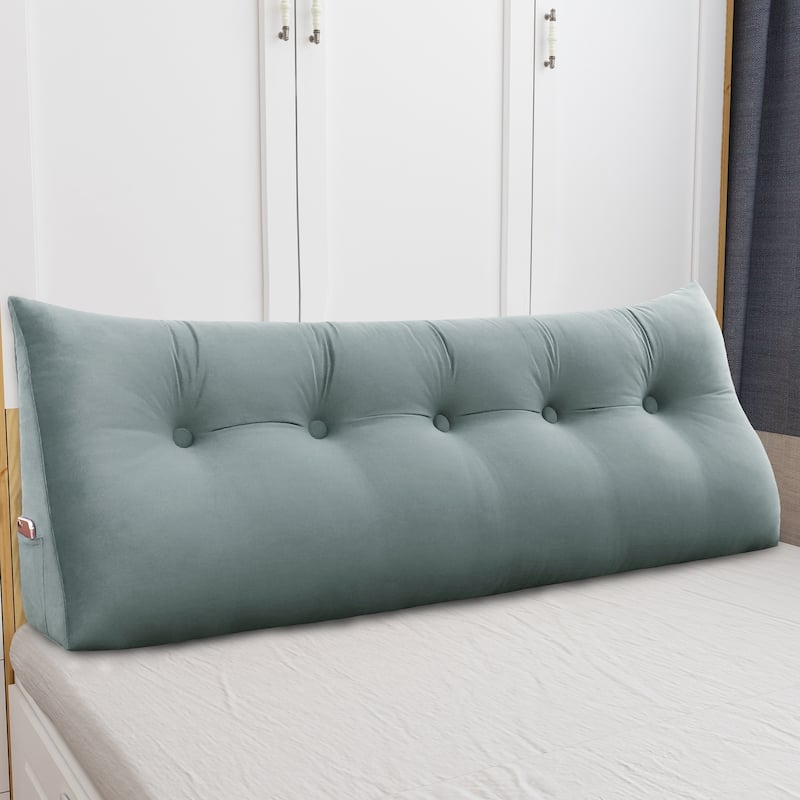 WOWMAX Large Bed Rest Wedge Reading Pillow Back Support Headboard Cushion - Queen - Grey