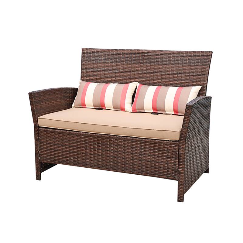Outdoor Wicker Loveseat with Cushions