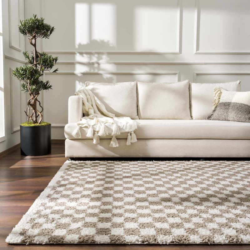 Hauteloom Kieu Hallway, Kitchen Runner Rug - Plush Pile - Driftwood, Black White, Silverton - 2'7" x 7'3"
