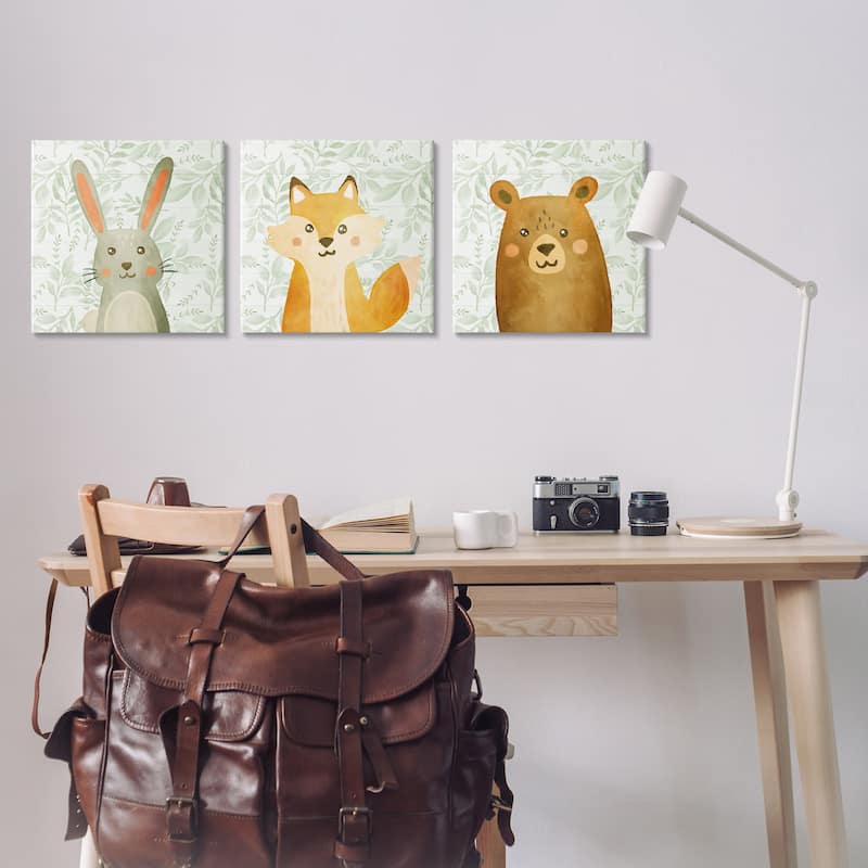 Stupell Joyful Woodland Animals Canvas Wall Art Design By Kim Allen (Set of 3)