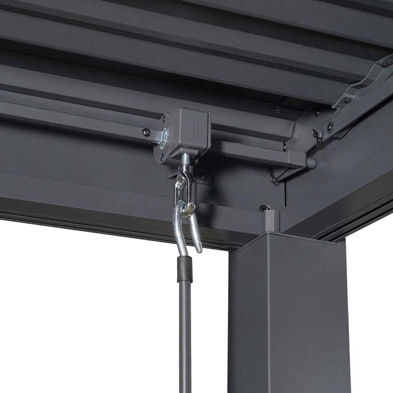 Scott Living Modern Outdoor Aluminum Pergola with Adjustable Louver Roof in Black