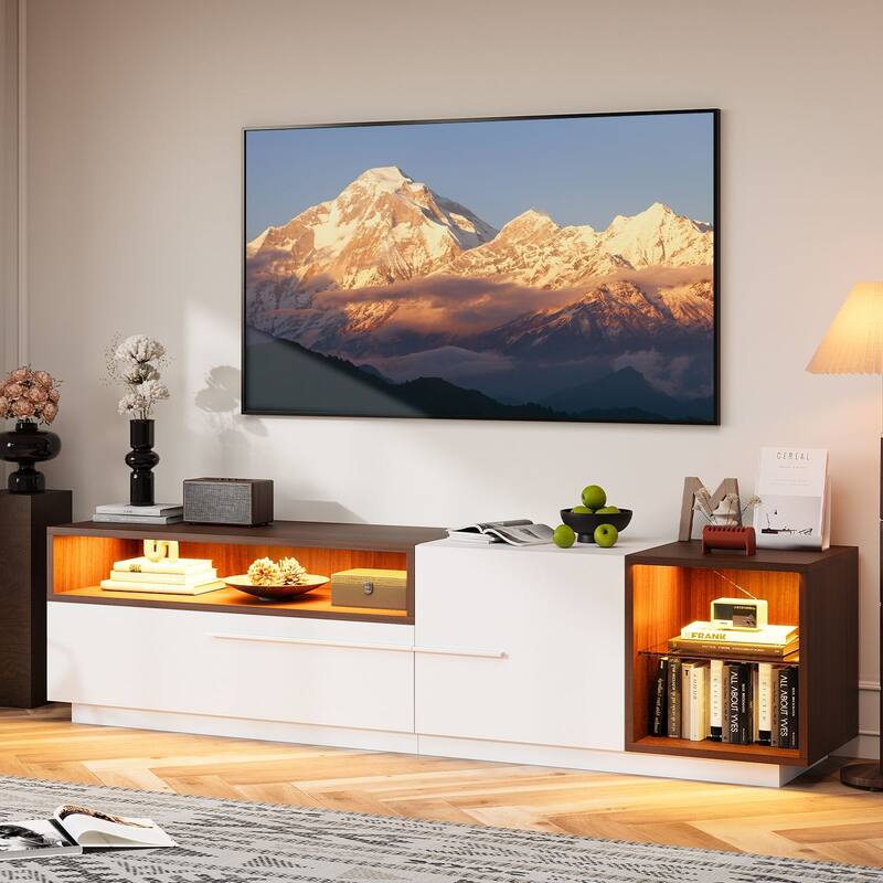 Gymojoy 71" LED TV Stand for 70-80 inch TV, Modern Entertainment Center with Storage Cabinet, Minimalist TV Console. - 71"W.