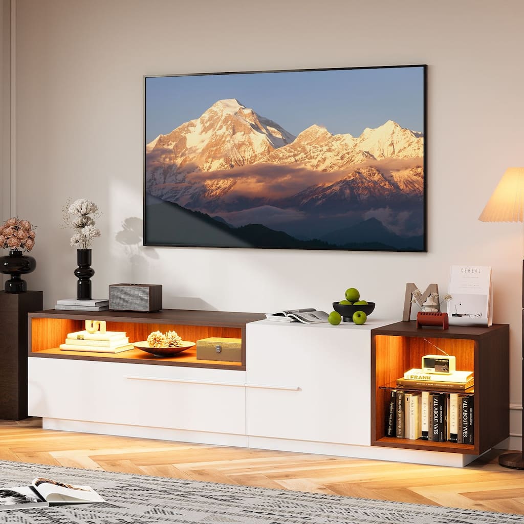 Gymojoy 71" LED TV Stand for 70-80 inch TV, Modern Entertainment Center with Storage Cabinet, Minimalist TV Console. - 71"W.
