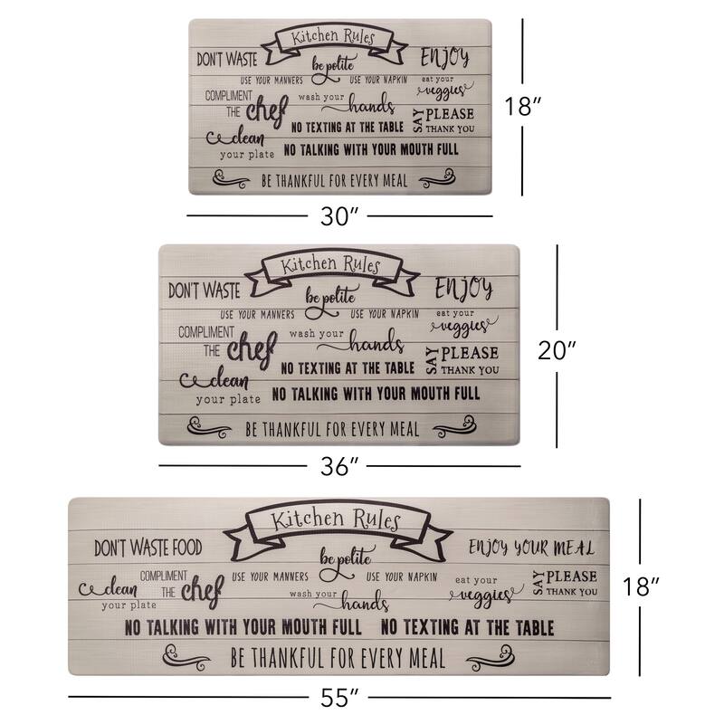 SoHome Cozy Living Kitchen Rules Anti-Fatigue Kitchen Mat, Beige/Black