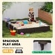preview thumbnail 4 of 7, Qaba Kids Sandbox with Cover, Square 47" HDPE Large Sand Pit with 4 Seats, Waterproof Bottom Liner,, Brown