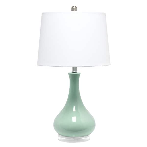 slide 2 of 28, 26.25 in. Aqua Ceramic Tear Drop Shaped Table Lamp