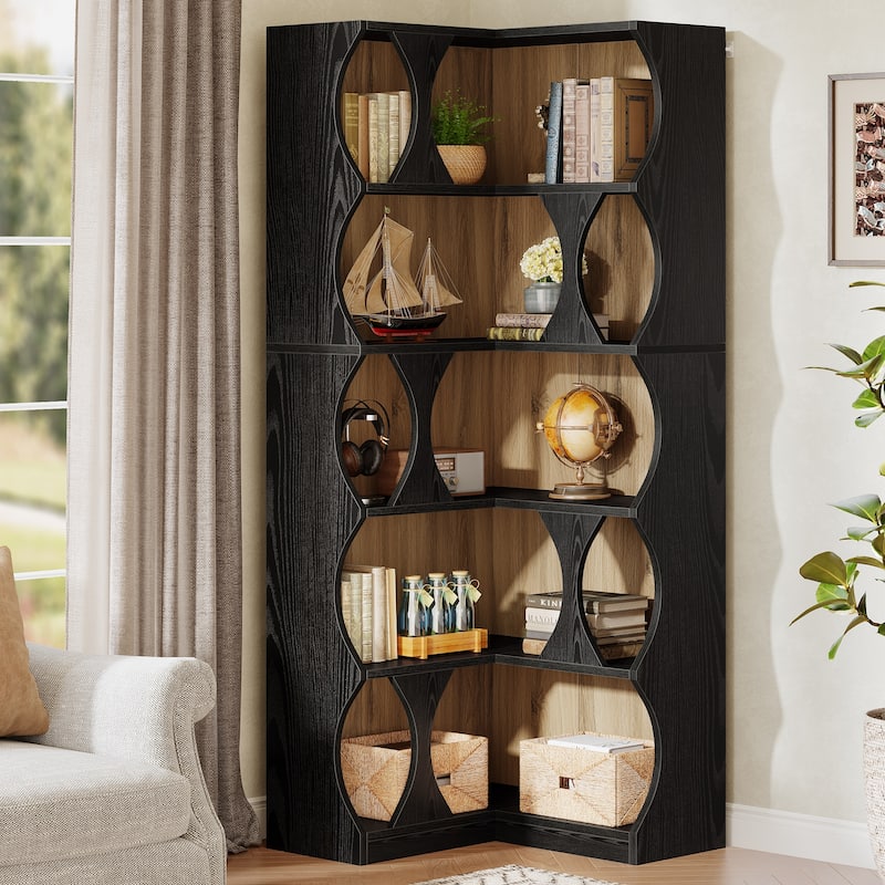 5-Tier Modern L-Shaped Book Shelf Display Bookshelf