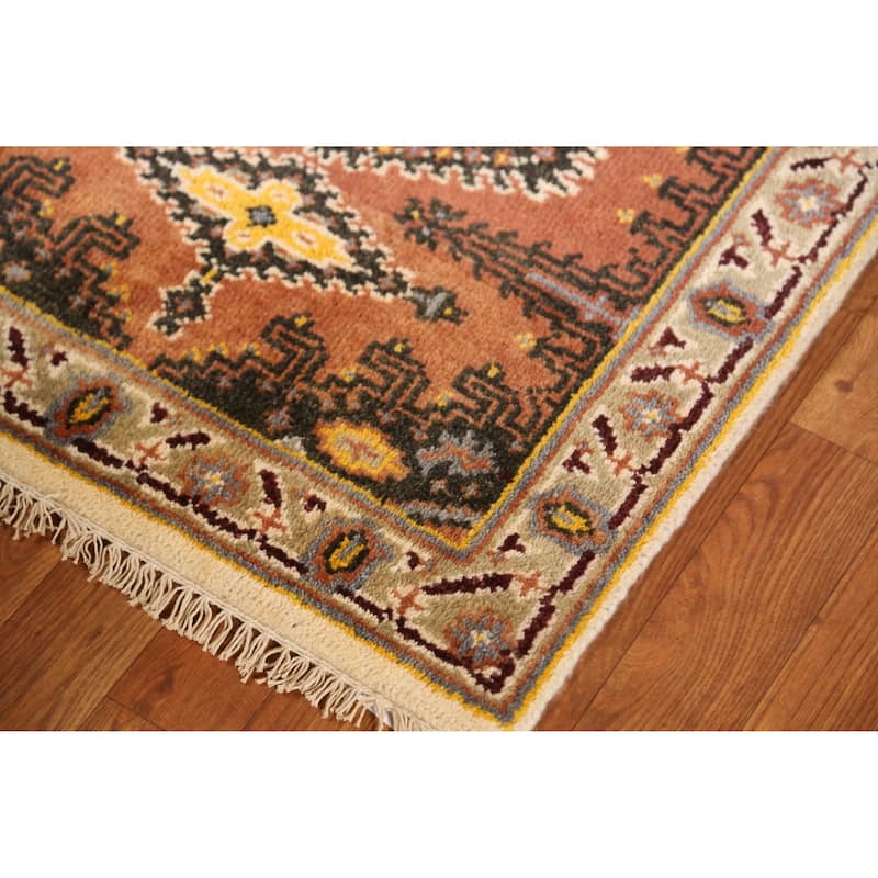 Orange Viss Indian Runner Rug Hand-Knotted Wool Carpet - 2'6" x 8'0"