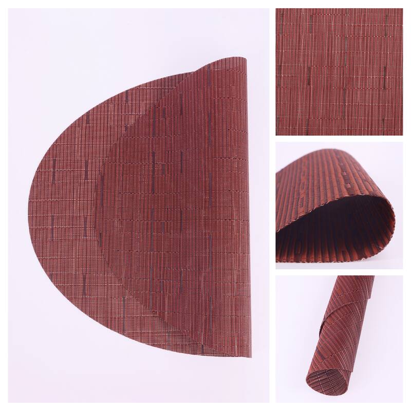 Placemats Set of 6 PVC Oval Placemats for Kitchen Dining Table Decor - 18*12.5Inch - Burgundy