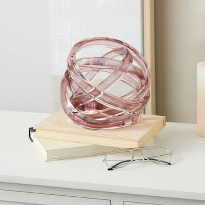 Pink, Dark Blue or White Glass Brushed Ombre Twisted Geometric Sculpture