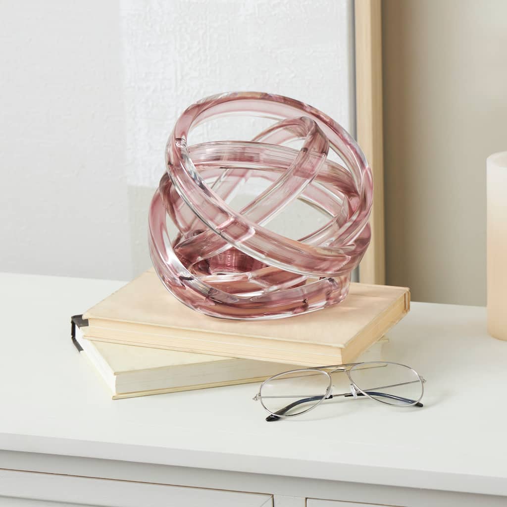 Pink, Dark Blue or White Glass Brushed Ombre Twisted Geometric Sculpture