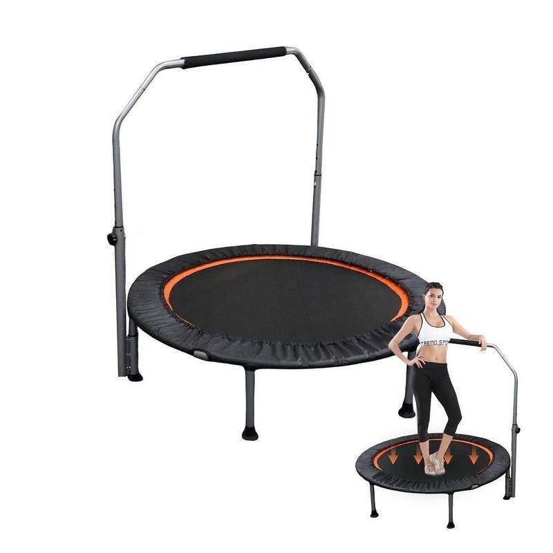 40"/48" Foldable Mini Trampoline Rebounder with Adjustable Foam Handle for Indoor/Outdoor Fitness - 40"