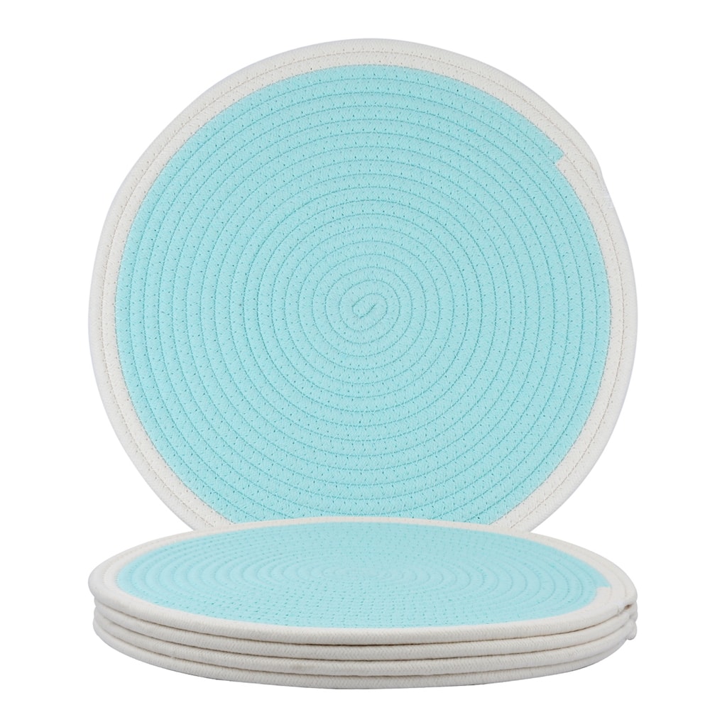 Farmhouse Placemats Set of 4 Rattan Placemats for Dining Table Decor Indoor Outdoor Kitchen Table Mat - 14*14in