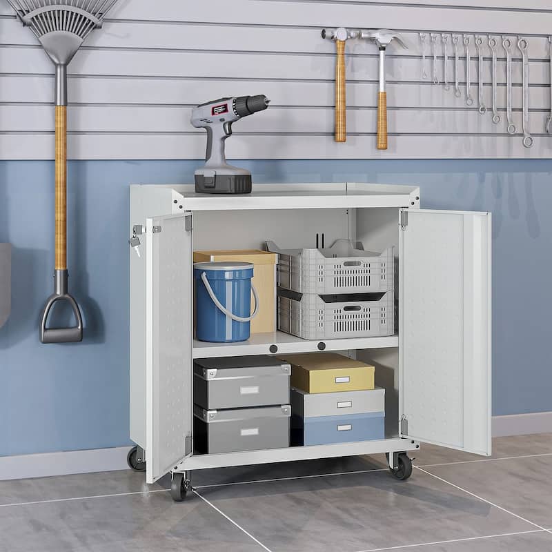 Fortress 31.5" Mobile Garage Cabinet with Shelves