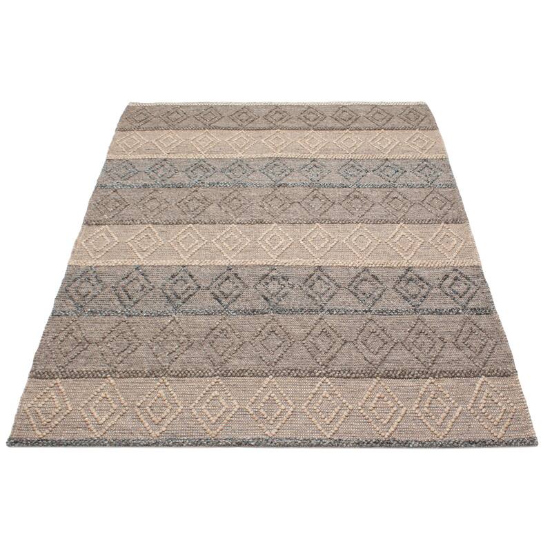 ECARPETGALLERY Braid weave Sienna Brown Wool Rug - 6'0 x 8'8