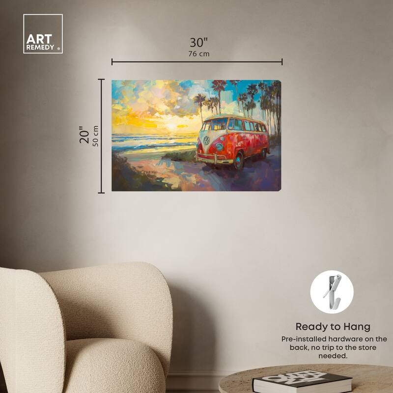 Art Remedy Memories At The Beach Gallery Wrapped Colorful Coastal 1 Piece Canvas Wall Art